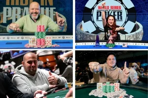 Các nhà vô địch giành vòng đeo tay WSOPE 2026 tại sự kiện poker ở King's Casino Prague.