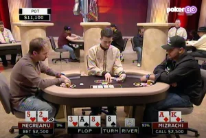 Daniel Negreanu vs Michael Mizrachi heads up poker table National Heads Up Championship scene