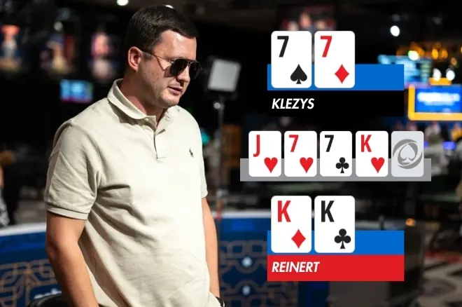Kasparas Klezys flops quads sevens vs pocket kings WSOP Europe Main Event 2026